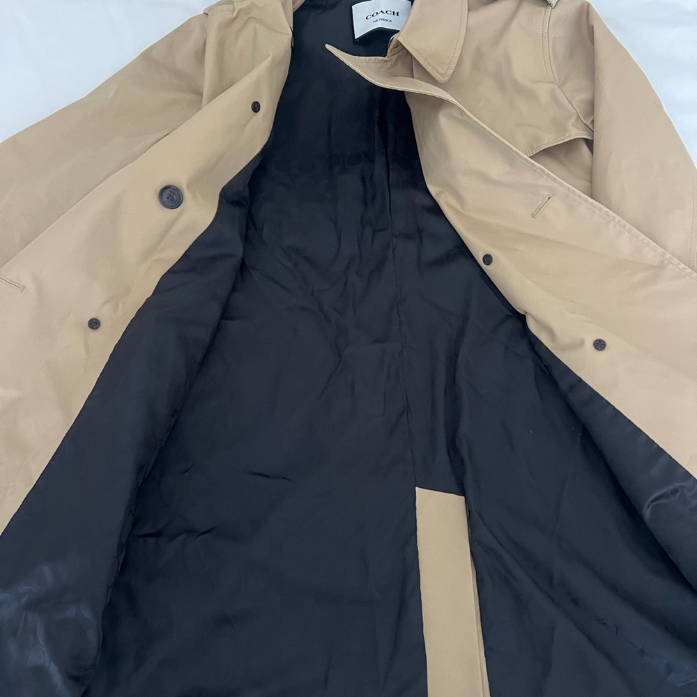 Coach Tan Double-Breasted Trench Coat - Picture 5 of 13
